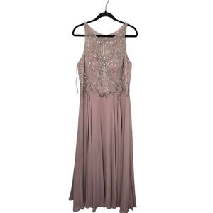 Juliet Embellished Prom Dress XL‎ Pink Beaded Sequin Chiffon Formal Gown